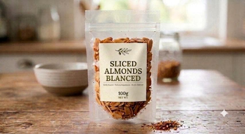SLICED ALMONDS- BLANCED 100GRMS