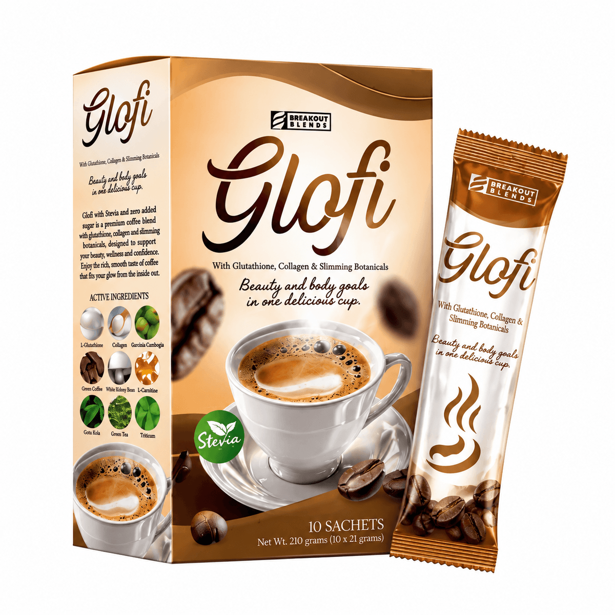 Breakout Blend Glofi with Glutathione, Collagen and Slimming Botanicals 10s