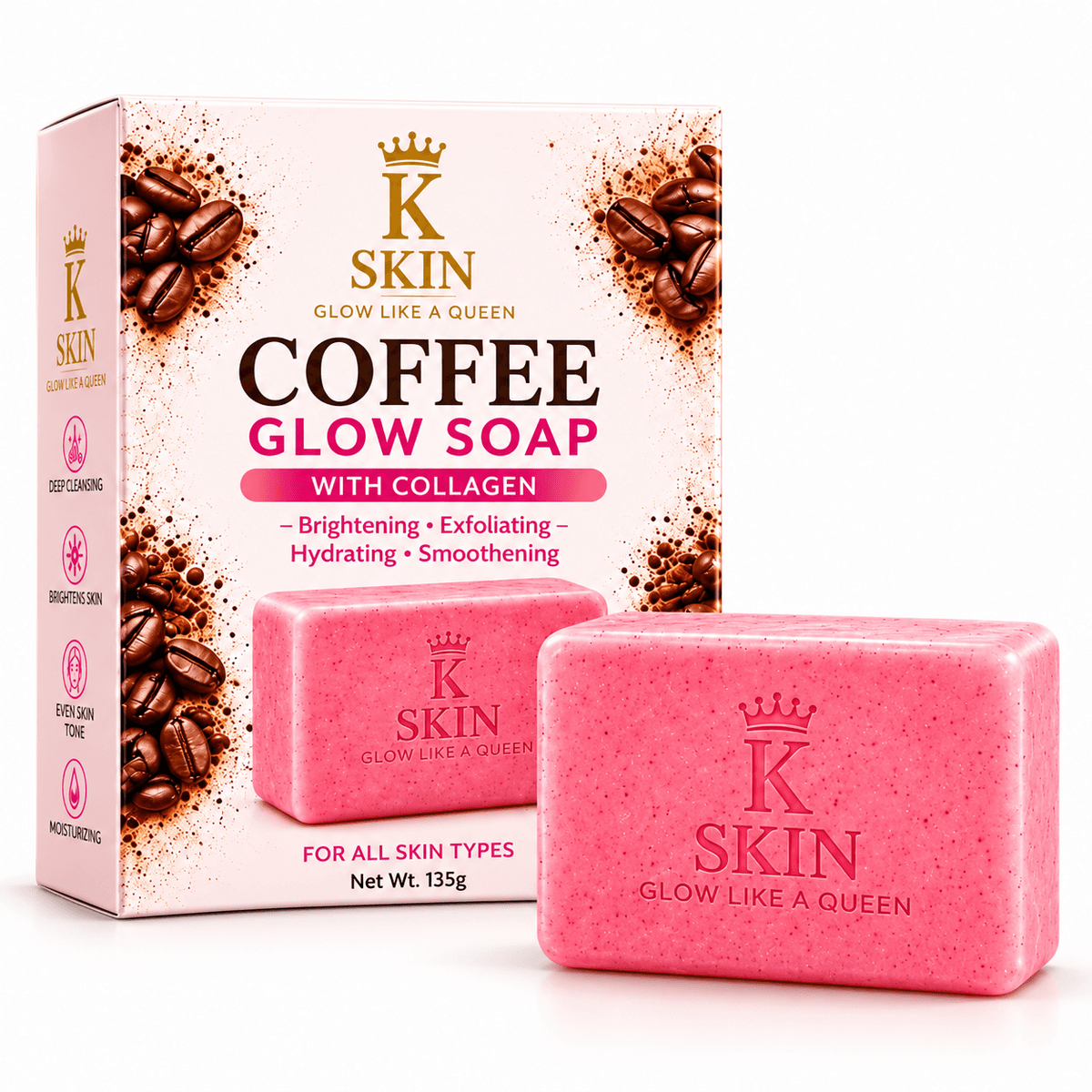 K SKIN Coffee Glow Soap with Collagen – 135g