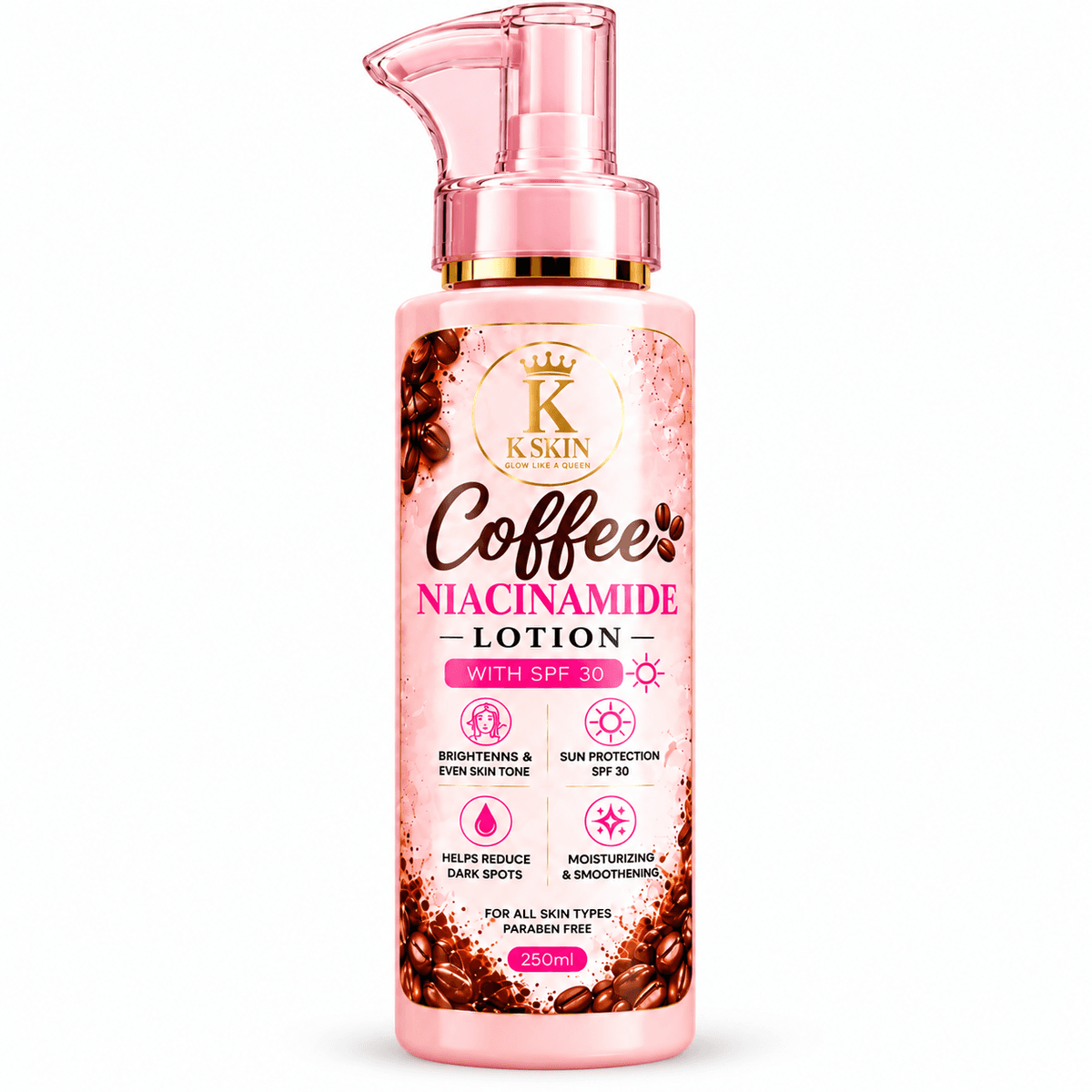 K SKIN Coffee Niacinamide Body Lotion with SPF 30 – Brightening, Moisturizing & Sun Protection | 250ml